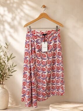 Isabel Marant Javenia 100% Silk Poppy Orange Skirt FR 38 US 6 NWT